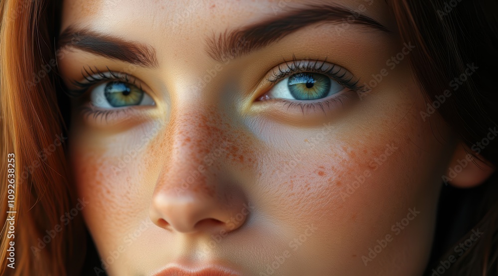 Close-up of a young woman with striking eyes Close-up of a young woman with striking eyes