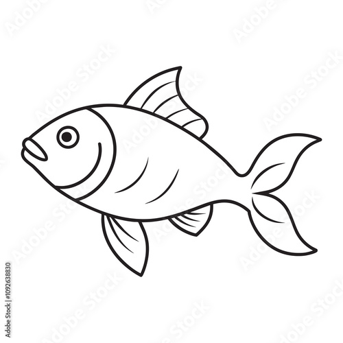 Simple Fish liner art Sketch Vector Design