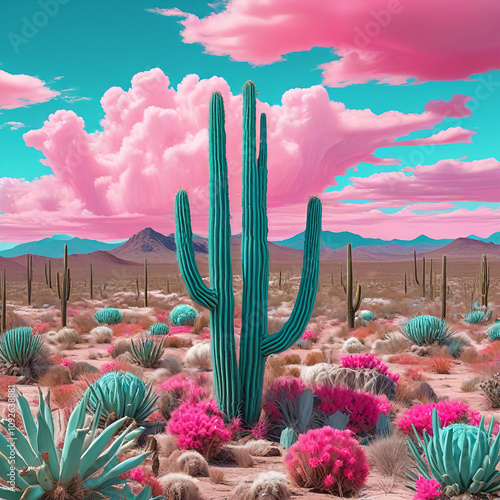 green cactus in the desert photo