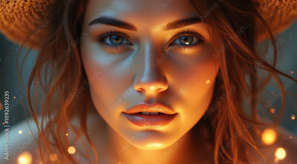 Close-up of a young woman with blue eyes Close-up of a young woman with blue eyes