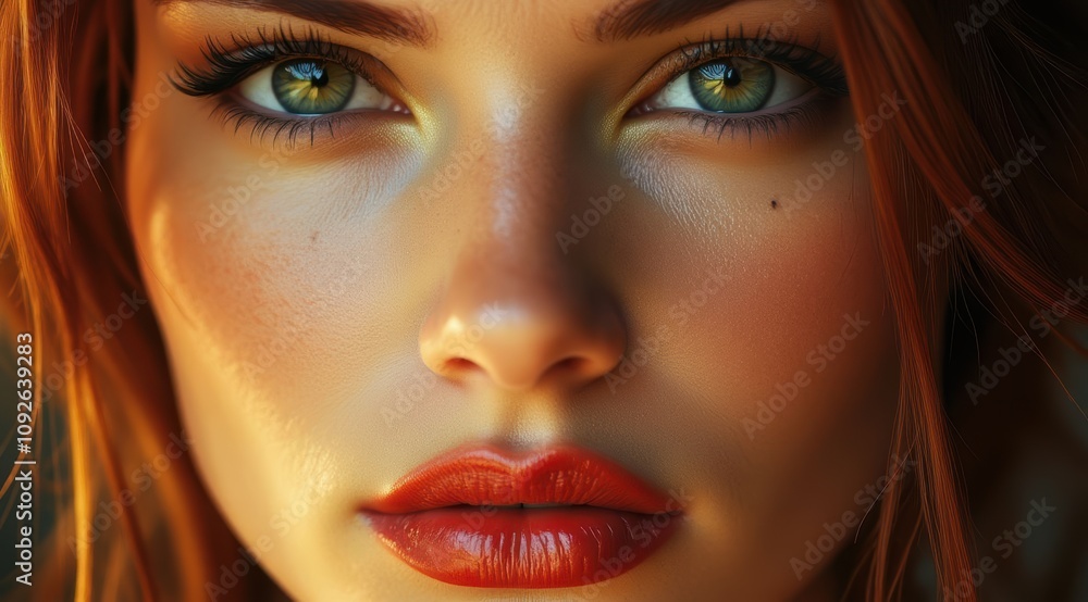 Close-up of a beautiful woman with striking eyes Close-up of a beautiful woman with striking eyes