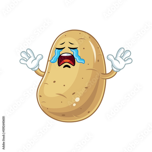 Cartoon Sad Potato Character.