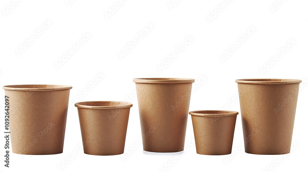 Collection of Various Sizes of Eco-Friendly Brown Paper Cups Collection of Various Sizes of Eco-Friendly Brown Paper Cups