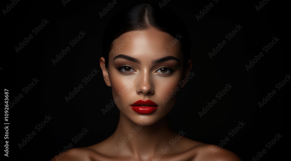 Elegant woman with bold red lips Elegant woman with bold red lips