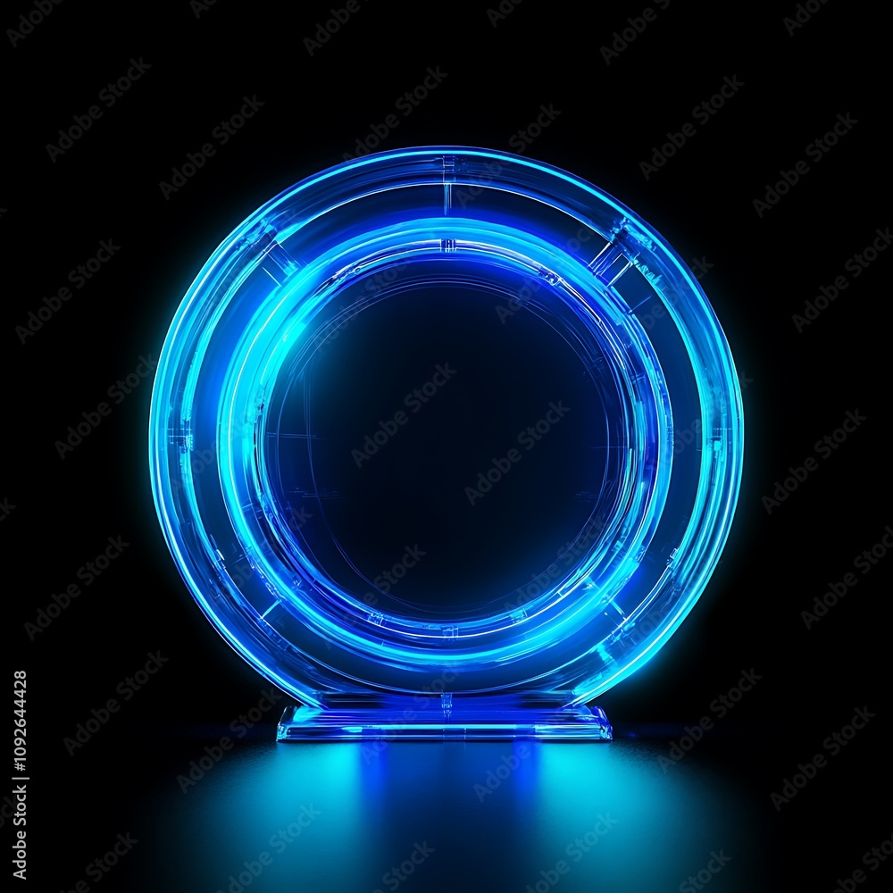 A Futuristic Circular Neon Light with Vibrant Blue Glow, Perfect for Modern Designs and Creative Projects in Technology, Art, and Abstract Themes A Futuristic Circular Neon Light with Vibrant Blue Glow, Perfect for Modern Designs and Creative Projects in Technology, Art, and Abstract Themes