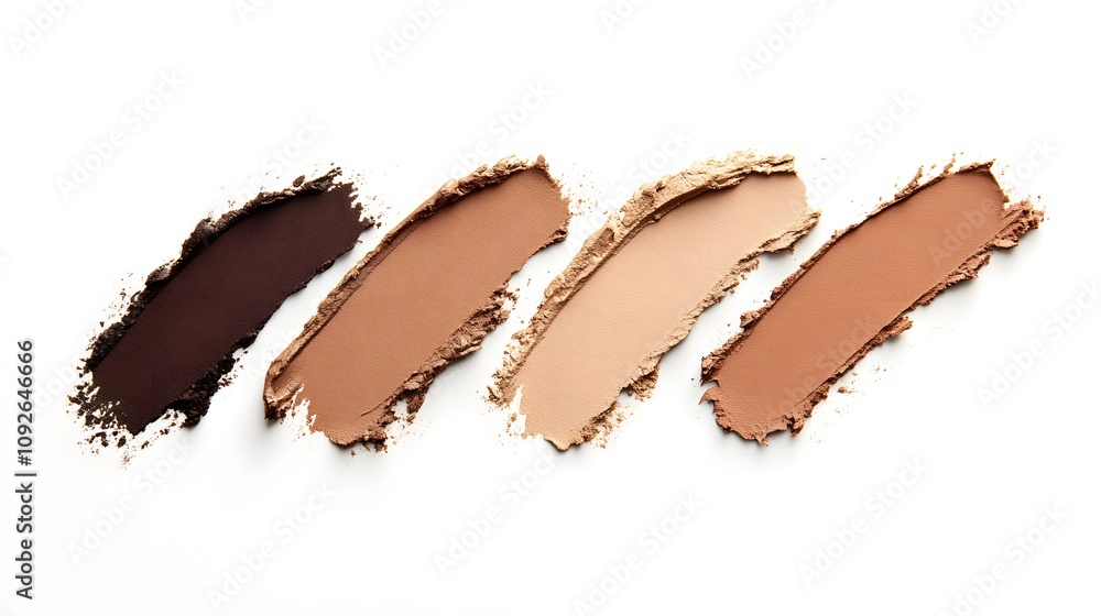 Four Swatch Samples of Makeup Foundation in Different Shades Four Swatch Samples of Makeup Foundation in Different Shades