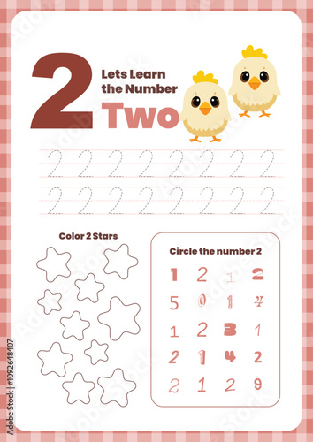 Activity worksheets for kids education with many exercises. Learning numbers from 1 to 10. Trace, color, dot to dot on one page photo