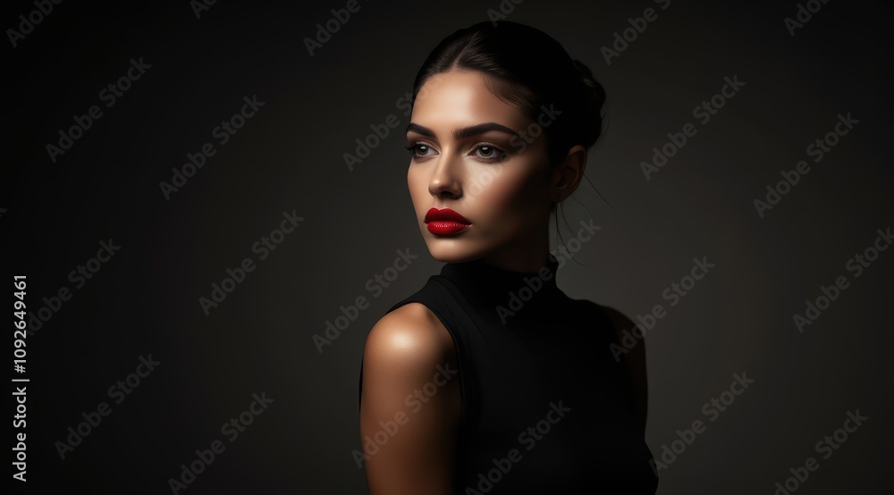 Elegant woman with striking red lips Elegant woman with striking red lips