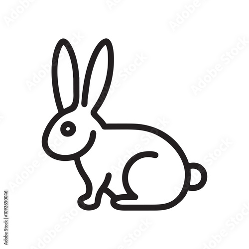 illustration of a rabbit liner art white background