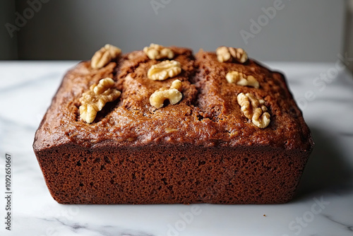 Vegan banana bread with walnuts and cinnamon photo