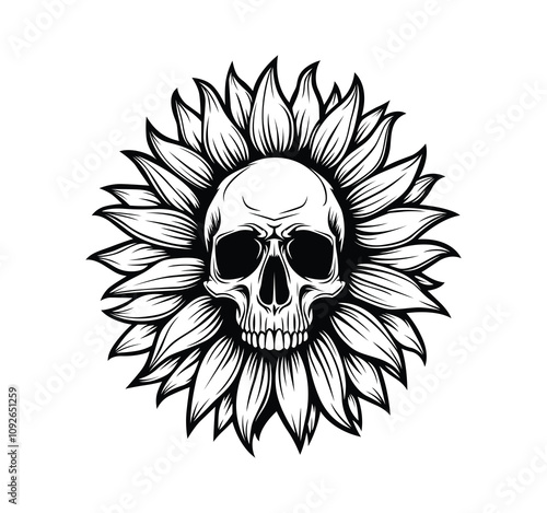 Sunflower skull vector