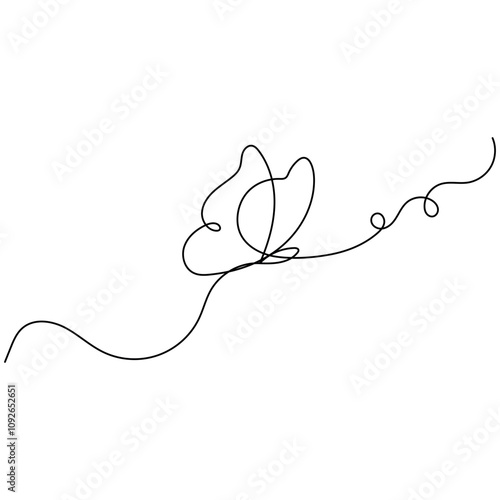 Canvas Print Butterfly  icon continuous one line drawing  outline vector illustration