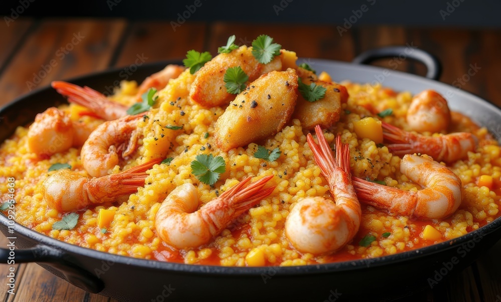 Delicious shrimp dish with vibrant colors Delicious shrimp dish with vibrant colors