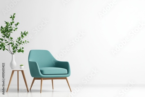 Modern chair on white texture.