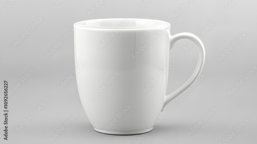 Obraz premium White ceramic mug on isolated light grey background.