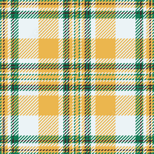 Domestic pattern texture tartan, vogue textile seamless plaid. Native vector fabric background check in amber and white colors.