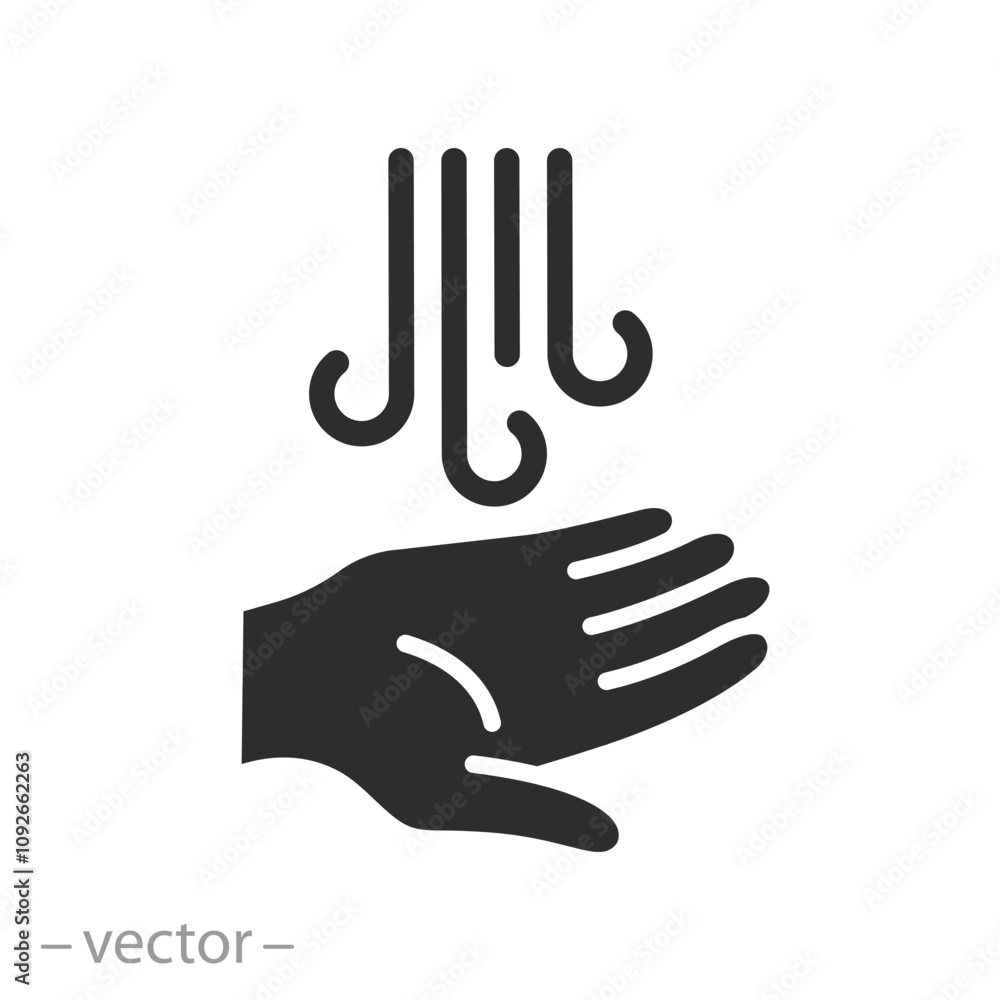 air dryer for hands, hand drying icon, flat vector illustration air dryer for hands, hand drying icon, flat vector illustration