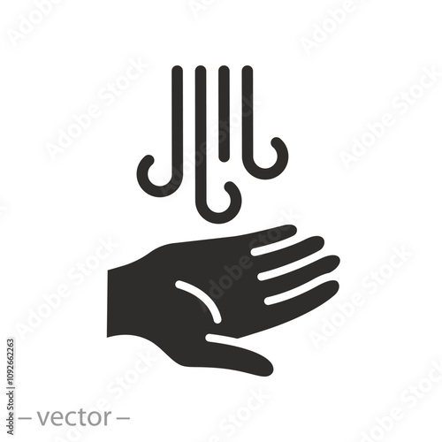 air dryer for hands, hand drying icon, flat vector illustration