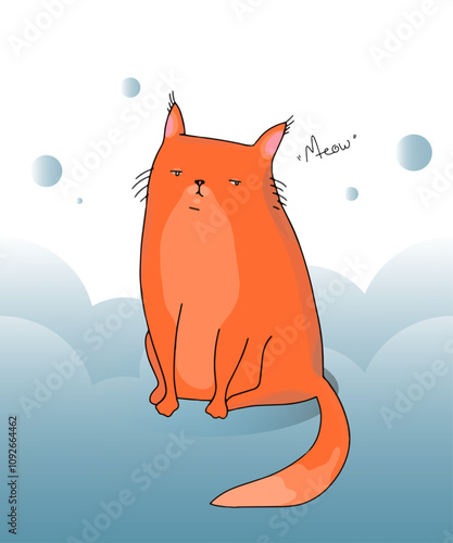 Cute cats from a set of vector cartoon characters in different poses. Postcard, logo, decor for printing.