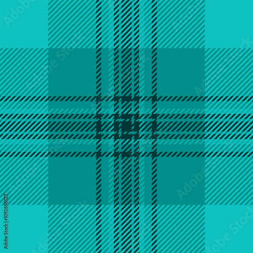 Graph plaid pattern check, bedroom texture textile fabric. Diwali vector seamless tartan background in dark cyan and teal colors.
