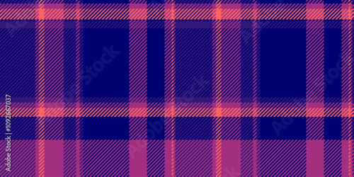 Customer fabric seamless check, editable plaid textile texture. Pure vector background pattern tartan in blue and pink colors.