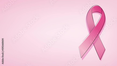 Beast cancer awareness background with pink ribbon and empty space for text, motion graphic design  