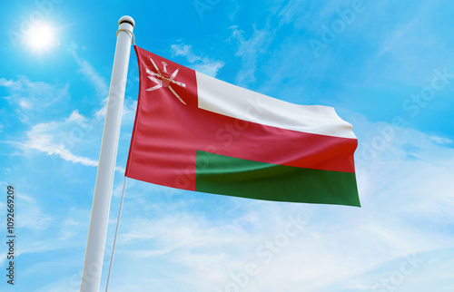 Oman Flag Photo, High-Quality Image of Oman Flag. Waving Oman Flag photo