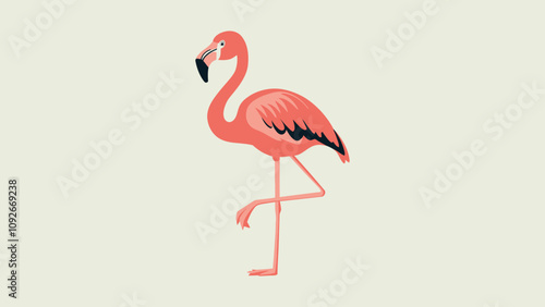 Colorful Flamingo Illustration Standing Gracefully On One Leg 