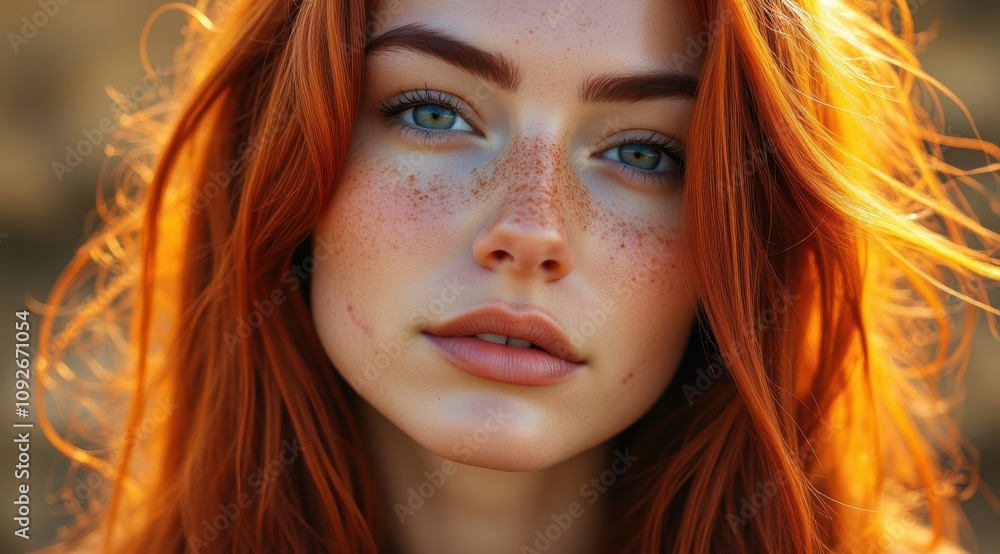 Close-up of a young woman with red hair Close-up of a young woman with red hair