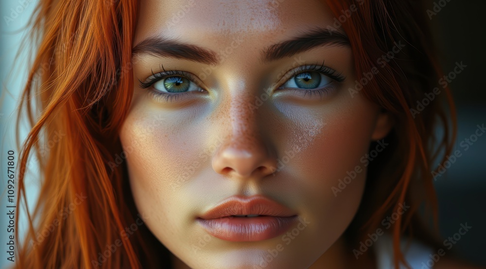 Close-up of a young woman with red hair Close-up of a young woman with red hair