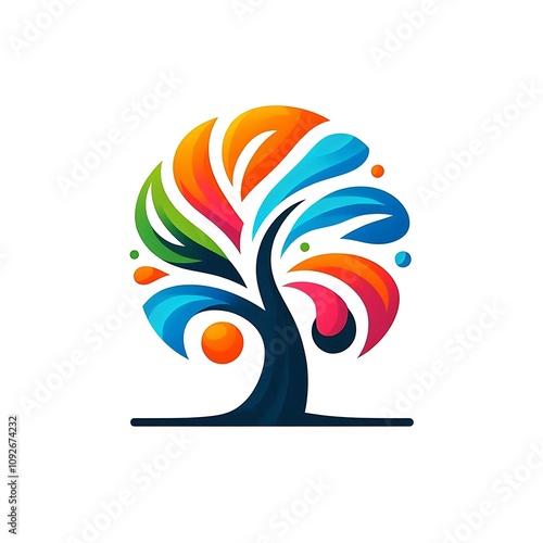 Colorful abstract tree logo design. (2) photo