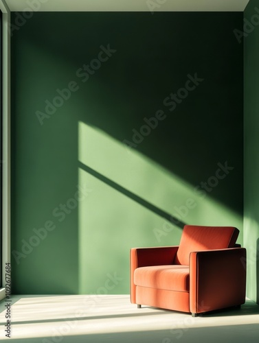 Orange Sofa In A Room With ...