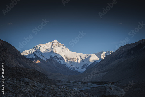 Mount Everest at sunset, Tibet, China photo