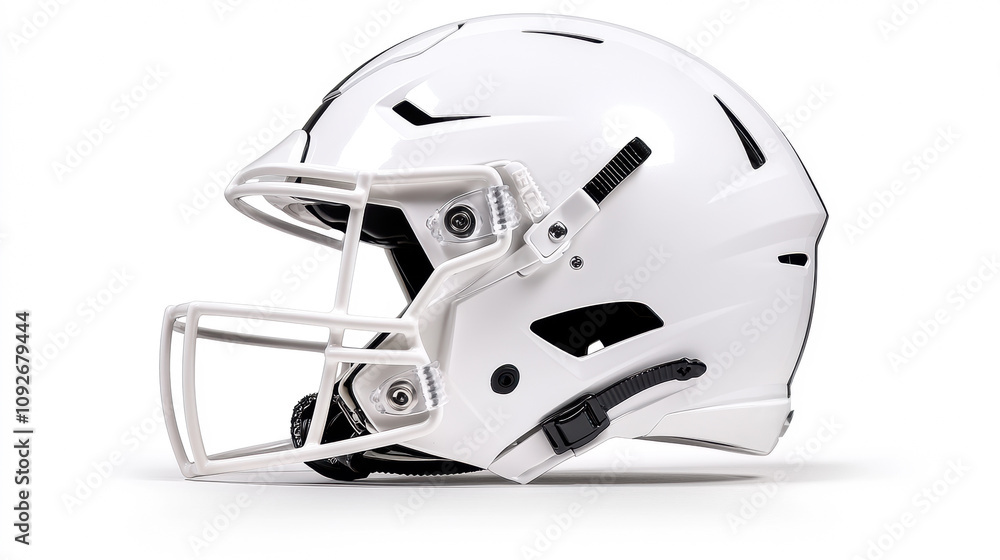 Stylish White Football Helmet Showcasing Innovative Design, Suitable for Competitive Games and Training Sessions at Any Level of Play Stylish White Football Helmet Showcasing Innovative Design, Suitable for Competitive Games and Training Sessions at Any Level of Play
