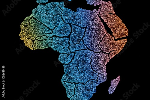 A heat map of Africa showing population density, with darker colors representing highly populated areas photo