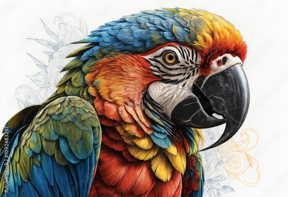 Obraz premium Vibrant macaw parrot with detailed feathers