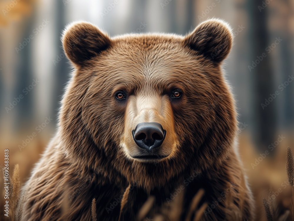 Grizzly Bear Close Up in Forest Setting Grizzly Bear Close Up in Forest Setting