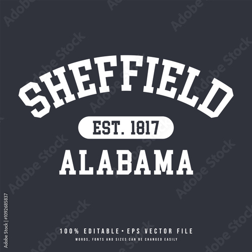 Sheffield text effect vector. Sheffield typography design vector.