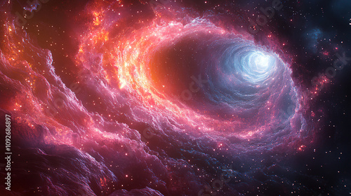 Vibrant cosmic swirl showcasing the beauty of a distant galaxy in deep space. Generative AI photo