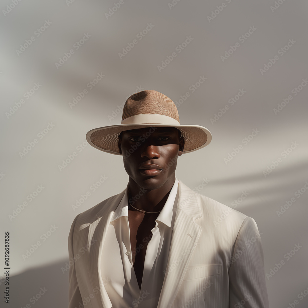 Photoshoot of a stylish black man model in contemporary streetwear and minimalist fashion Photoshoot of a stylish black man model in contemporary streetwear and minimalist fashion