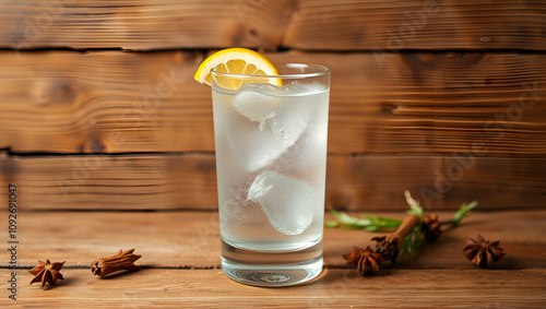 Distilled drink,anise base, on wooden background. Traditional Turkish and Greek appetizer, known as Ouzo, Uzo, Raki, arak or raki arab. Tourist drink. photo