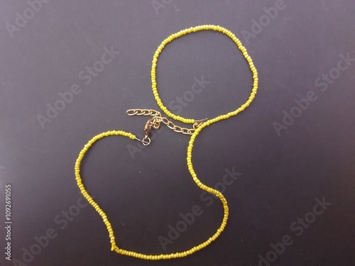 yellow bead necklace color isolated