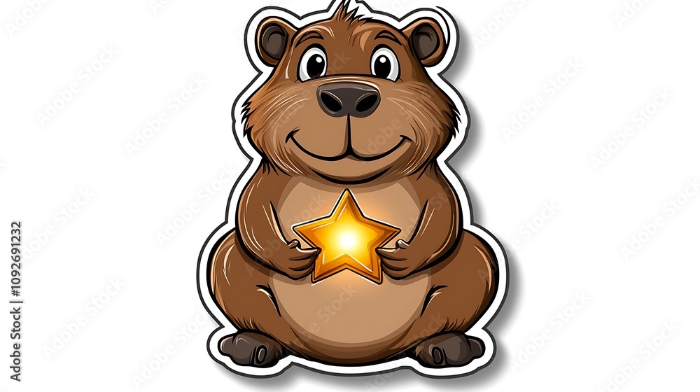 Cute Capybara Sticker with Snow-Covered Fur Cute Capybara Sticker with Snow-Covered Fur