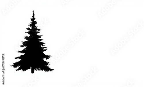 Illustration of a black pine tree silhouette on a white background christmas tree silhouette Illustration  photo