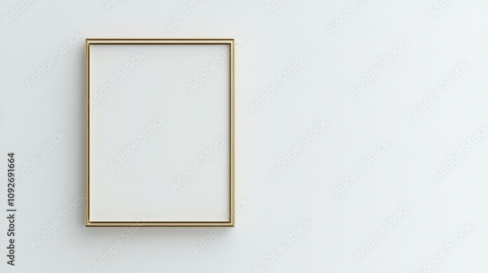 Empty Gold Frame on White Wall - Modern Minimalist Design Empty Gold Frame on White Wall - Modern Minimalist Design