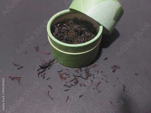 spread herbal green tea natural in box isolated photo