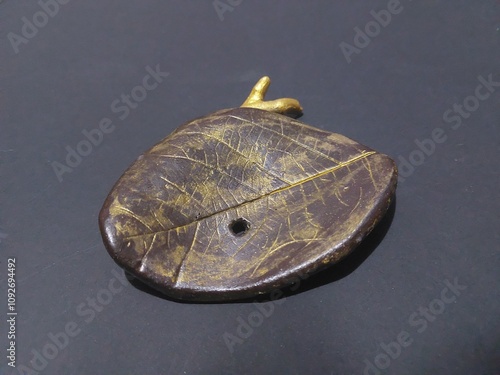 handmade soup dish leaf shaped isolated