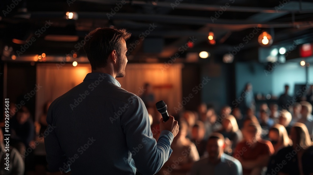 CEO motivating employees at a staff gathering to foster loyalty CEO motivating employees at a staff gathering to foster loyalty