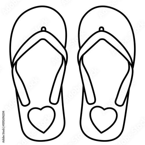 Sandal Flip Flop Love 4 outline