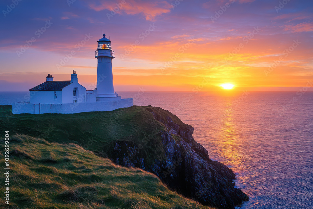 A picturesque lighthouse at sunset overlooking the ocean, symbolizing guidance and safety. A picturesque lighthouse at sunset overlooking the ocean, symbolizing guidance and safety.